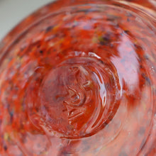 Load image into Gallery viewer, SCOTTISH GLASS. Vintage 1960s SMALL Orange Strathearn Bulbous Shape Vase with Leaping Salmon Mark
