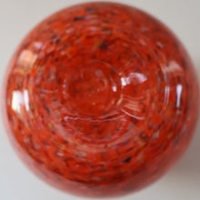 Load image into Gallery viewer, SCOTTISH GLASS. Vintage 1960s SMALL Orange Strathearn Bulbous Shape Vase with Leaping Salmon Mark
