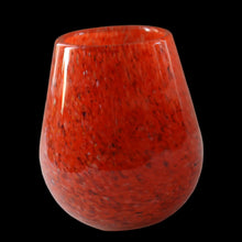 Load image into Gallery viewer, SCOTTISH GLASS. Vintage 1960s SMALL Orange Strathearn Bulbous Shape Vase with Leaping Salmon Mark
