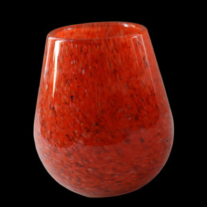 SCOTTISH GLASS. Vintage 1960s SMALL Orange Strathearn Bulbous Shape Vase with Leaping Salmon Mark