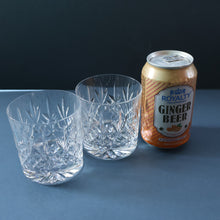 Load image into Gallery viewer, PAIR of Edinburgh Crystal Large Old Fashioned Whisky Tumblers. LOMOND PATTERN 3 1/4 inches
