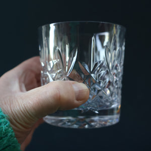 PAIR of Edinburgh Crystal Large Old Fashioned Whisky Tumblers. LOMOND PATTERN 3 1/4 inches