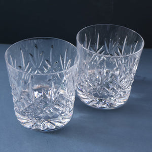 PAIR of Edinburgh Crystal Large Old Fashioned Whisky Tumblers. LOMOND PATTERN 3 1/4 inches