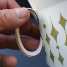 Load image into Gallery viewer, Rarer 1970s GREENWAY Pattern Bone China Coffee Set. Designed by John Russell for Hostess Tableware
