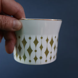 Rarer 1970s GREENWAY Pattern Bone China Coffee Set. Designed by John Russell for Hostess Tableware