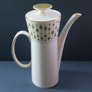 Rarer 1970s GREENWAY Pattern Bone China Coffee Set. Designed by John Russell for Hostess Tableware