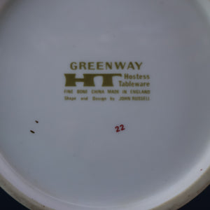 Rarer 1970s GREENWAY Pattern Bone China Coffee Set. Designed by John Russell for Hostess Tableware