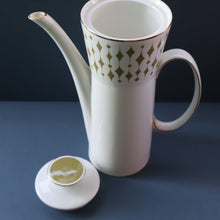 Load image into Gallery viewer, Rarer 1970s GREENWAY Pattern Bone China Coffee Set. Designed by John Russell for Hostess Tableware
