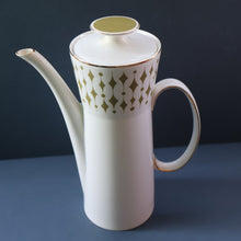 Load image into Gallery viewer, Rarer 1970s GREENWAY Pattern Bone China Coffee Set. Designed by John Russell for Hostess Tableware
