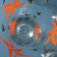 Load image into Gallery viewer, 1950s. Set of SIX Matching Tall Schooners or Beer Glasses with Coloured Star Pattern
