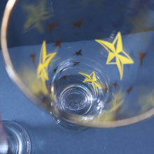 Load image into Gallery viewer, 1950s. Set of SIX Matching Tall Schooners or Beer Glasses with Coloured Star Pattern

