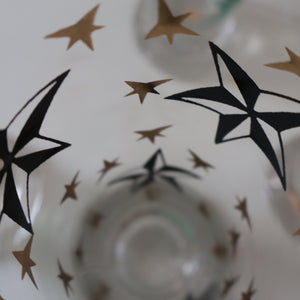 1950s. Set of SIX Matching Tall Schooners or Beer Glasses with Coloured Star Pattern