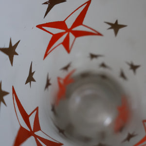 1950s. Set of SIX Matching Tall Schooners or Beer Glasses with Coloured Star Pattern