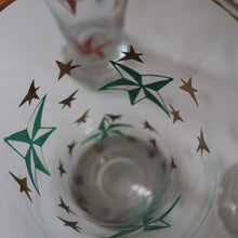 Load image into Gallery viewer, 1950s. Set of SIX Matching Tall Schooners or Beer Glasses with Coloured Star Pattern
