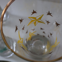 Load image into Gallery viewer, 1950s. Set of SIX Matching Tall Schooners or Beer Glasses with Coloured Star Pattern
