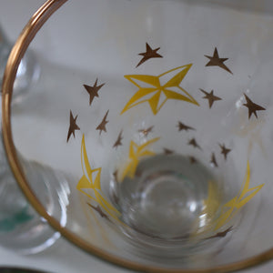 1950s. Set of SIX Matching Tall Schooners or Beer Glasses with Coloured Star Pattern