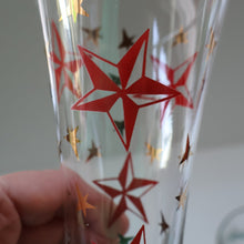 Load image into Gallery viewer, 1950s. Set of SIX Matching Tall Schooners or Beer Glasses with Coloured Star Pattern
