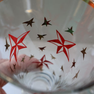 1950s. Set of SIX Matching Tall Schooners or Beer Glasses with Coloured Star Pattern