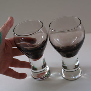 FOUR Caithness CANISBAY LARGE Peat Coloured Wine Glasses. Space Age Shape. 5 1/4 inches in height