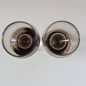 FOUR Caithness CANISBAY LARGE Peat Coloured Wine Glasses. Space Age Shape. 5 1/4 inches in height