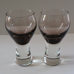 FOUR Caithness CANISBAY LARGE Peat Coloured Wine Glasses. Space Age Shape. 5 1/4 inches in height