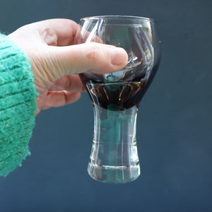 FOUR Caithness CANISBAY LARGE Peat Coloured Wine Glasses. Space Age Shape. 5 1/4 inches in height