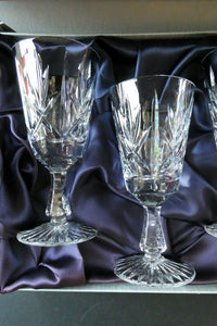 Boxed Set of Four Richmond Pattern Red Wine Stuart Crystal Glasses 6 1/2 inches