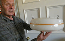 Load image into Gallery viewer, 1950s Glass Flycatcher Goldfish Bowl Hanging Light Shade Decorated with Rings
