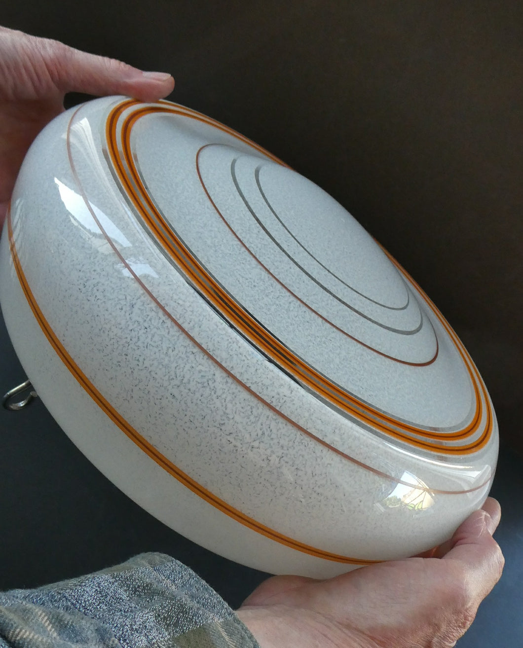 1950s Glass Hanging Goldfish Bowl or Flycatcher Lampshade. Opaque Glas Iconic Edinburgh