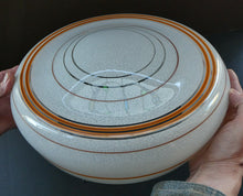 Load image into Gallery viewer, 1950s Glass Flycatcher Goldfish Bowl Hanging Light Shade Decorated with Rings
