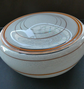 1950s Glass Flycatcher Goldfish Bowl Hanging Light Shade Decorated with Rings