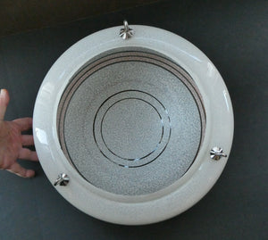 1950s Glass Flycatcher Goldfish Bowl Hanging Light Shade Decorated with Rings