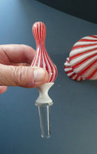 Load image into Gallery viewer, ITALIAN &quot;A Canne&quot; Decanter Red and White Stripes Bottle Vase. Attributed to Fratello Toso. 17 3/4 inches
