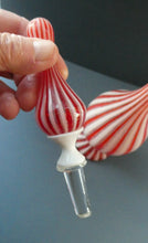 Load image into Gallery viewer, ITALIAN &quot;A Canne&quot; Decanter Red and White Stripes Bottle Vase. Attributed to Fratello Toso. 17 3/4 inches
