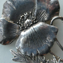 Load image into Gallery viewer, COSTUME JEWELLERY. Vintage WELSH 1998 Silver Plate on Pewter MASJ Poppy Brooch
