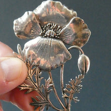 Load image into Gallery viewer, COSTUME JEWELLERY. Vintage WELSH 1998 Silver Plate on Pewter MASJ Poppy Brooch
