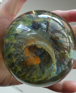 BRITISH ART GLASS. Vintage 1970s Isle of Wight Paperweight. Flame Mark Ponti