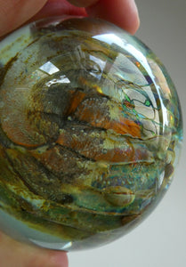 BRITISH ART GLASS. Vintage 1970s Isle of Wight Paperweight. Flame Mark Ponti