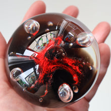 Load image into Gallery viewer, SCOTTISH PAPERWEIGHT: Vintage Caithness Paperweight: MOONFLOWER by Colin Terris. Red Version 
