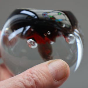 SCOTTISH PAPERWEIGHT: Vintage Caithness Paperweight: MOONFLOWER by Colin Terris. Red Version 