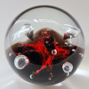 SCOTTISH PAPERWEIGHT: Vintage Caithness Paperweight: MOONFLOWER by Colin Terris. Red Version 
