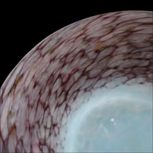 Load image into Gallery viewer, SCOTTISH GLASS. Pretty VASART Shallow Sky Blue Mottled Bowl with Black and Gold Aventurine Flecks on Rim. 6 inches 
