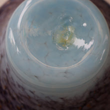 Load image into Gallery viewer, SCOTTISH GLASS. Pretty VASART Shallow Sky Blue Mottled Bowl with Black and Gold Aventurine Flecks on Rim. 6 inches 
