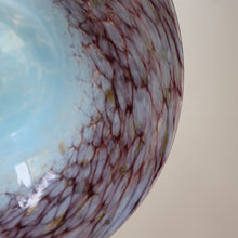 Load image into Gallery viewer, SCOTTISH GLASS. Pretty VASART Shallow Sky Blue Mottled Bowl with Black and Gold Aventurine Flecks on Rim. 6 inches 
