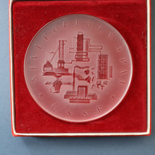 Load image into Gallery viewer, Rare 1960s Bohemia Crystal Glass Medallion with Industrial Imagery. Inscribed: Severocesky Kraj / CSSR
