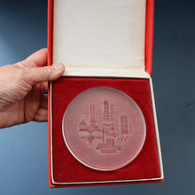 Load image into Gallery viewer, Rare 1960s Bohemia Crystal Glass Medallion with Industrial Imagery. Inscribed: Severocesky Kraj / CSSR
