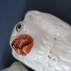 ANTIQUE 19th Century SMALLER SIZE White Staffordshire Dogs / Wally Dugs