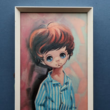 Load image into Gallery viewer, Vintage 1970&#39;s Kitsch &quot;Big Eyes&quot; Print By D Golding. Boy Dressed in Blue and White Pyjamas
