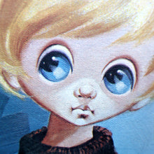 Load image into Gallery viewer, Vintage 1970&#39;s Kitsch Big Eyes Print By D Golding. Boy with Fishing Rod
