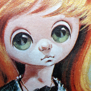 Vintage 1970's Kitsch "Big Eyes" Print By D Golding. Little Beggar Girl